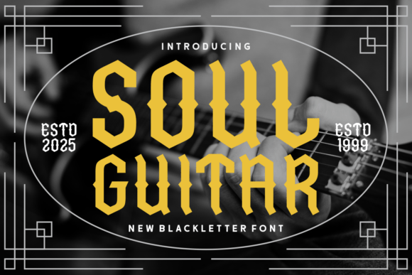Soul Guitar: Commanding Attention with Bold Blackletter Design